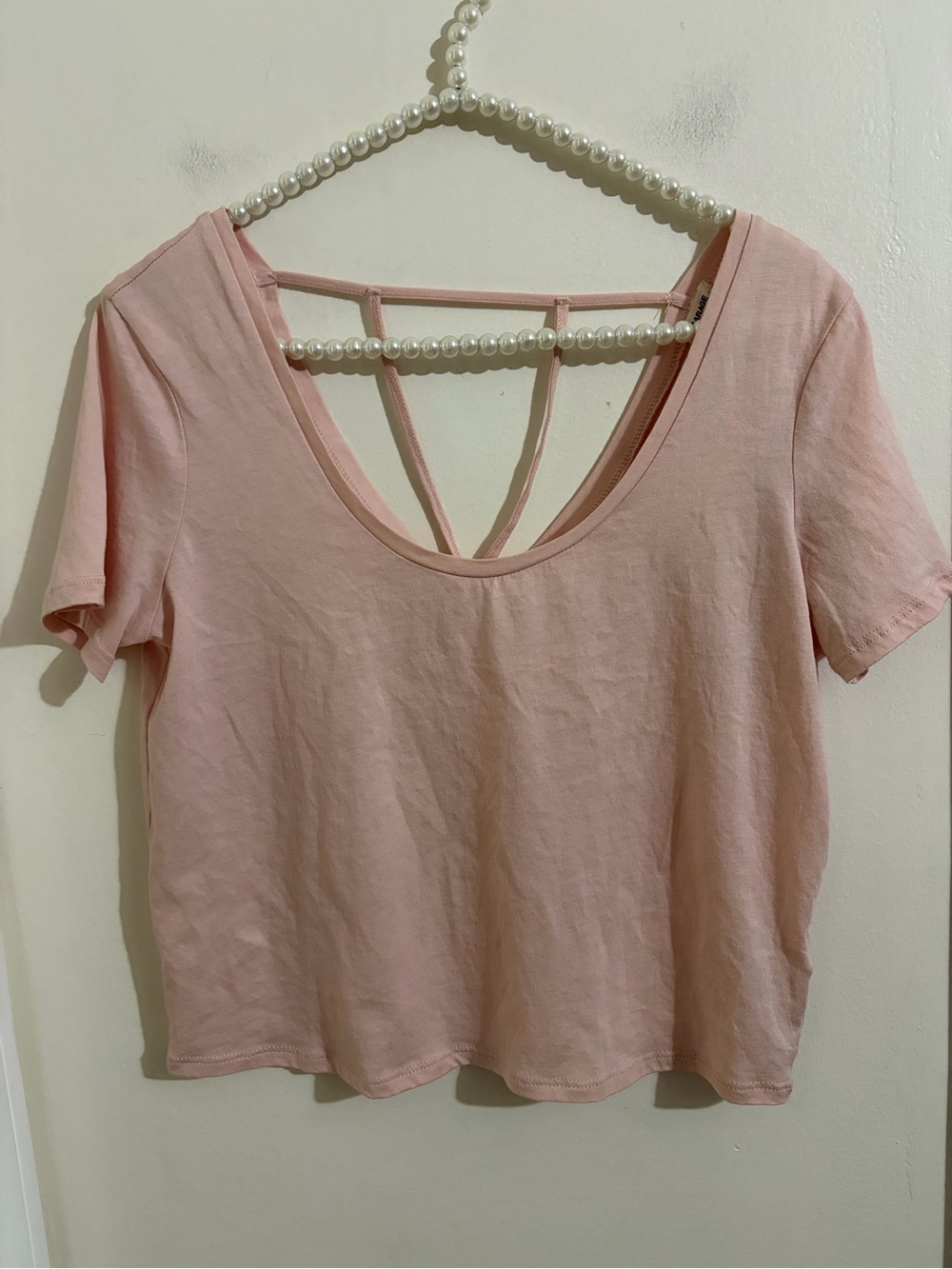 Garage Light Pink Short Sleeve Tee with Strappy Back
